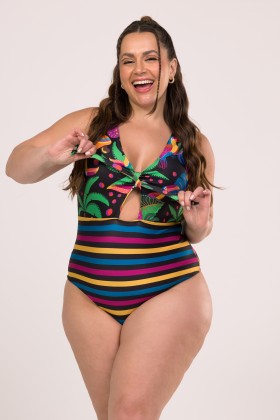 Body Maiô Decote Com Lacinho Estampa Tucano