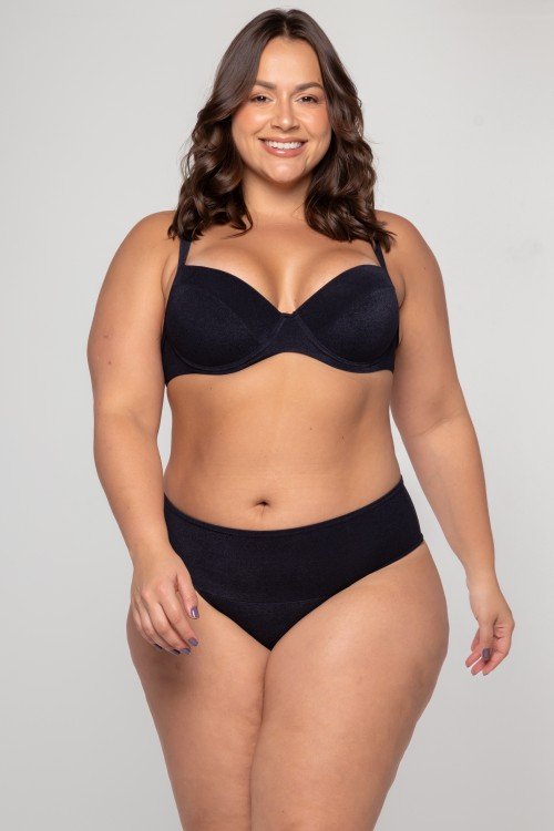 Calcinha Biquini Com Pala Larga Preto