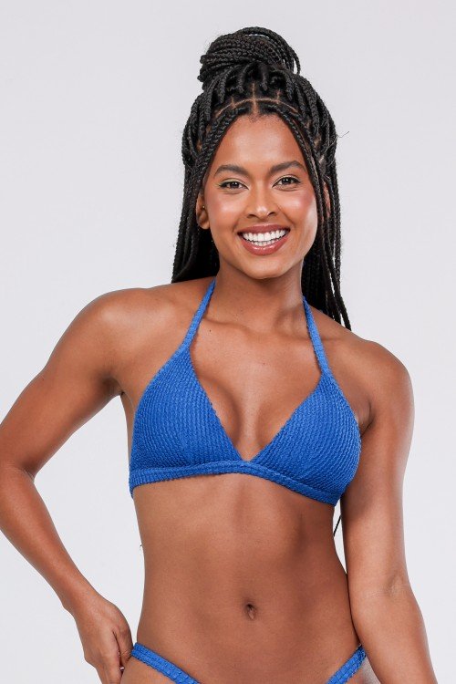 Biquini Cortininha Fixa Azul Marinho