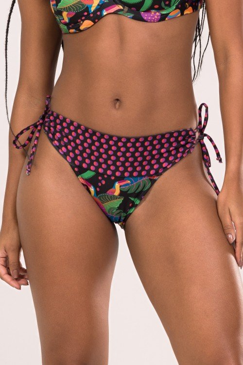 Calcinha Biquini Cós De Amarrar Estampa Tucano E339