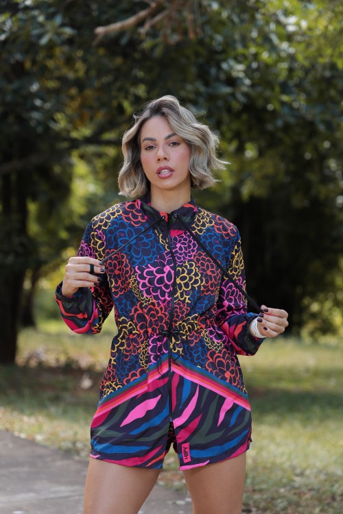 Parka Corta Vento Estampa Jardim Noturno