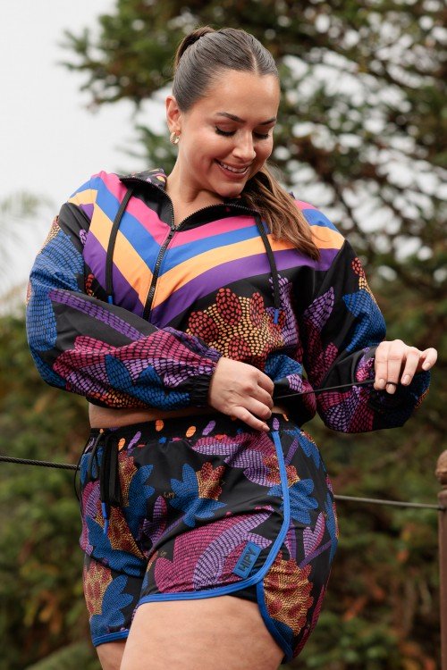 Casaco Corta Vento Estampa Pontilhismo