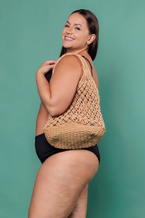 Bolsa Macramê com Forro Caramelo