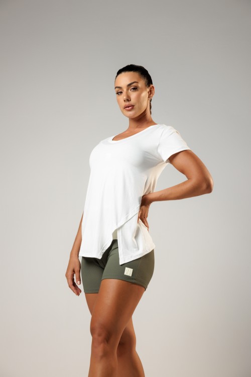 Blusa Viscose Manga Curta Off White