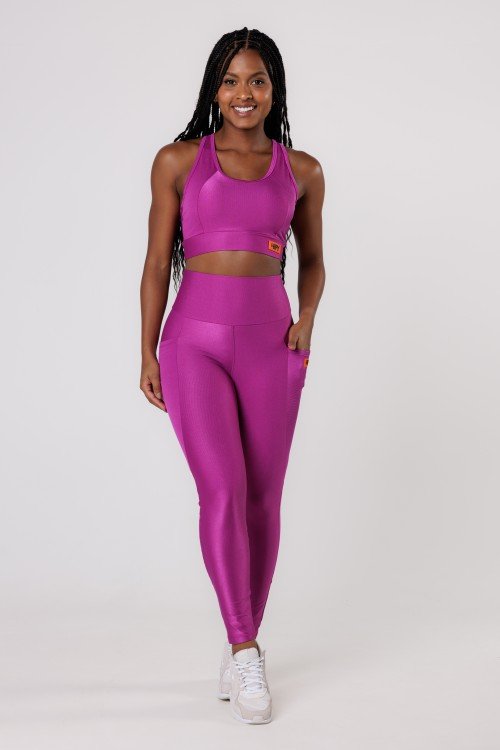Calça Legging com Bolso Shine Fúcsia