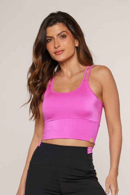 Top Fitness Alça Dupla Rosa