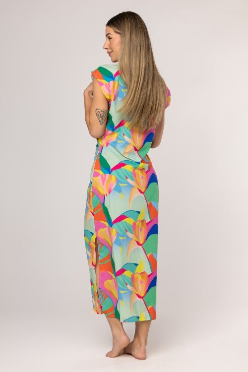 Kaftan Midi Com Estampa Solar