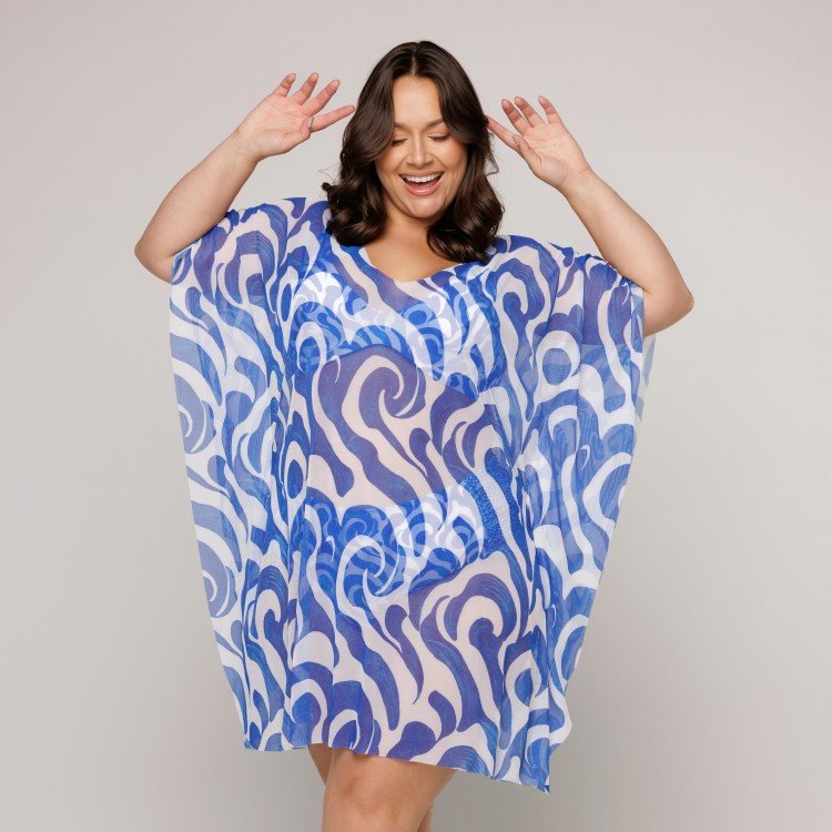 Saída de Praia Manga Morcego Estampa waver