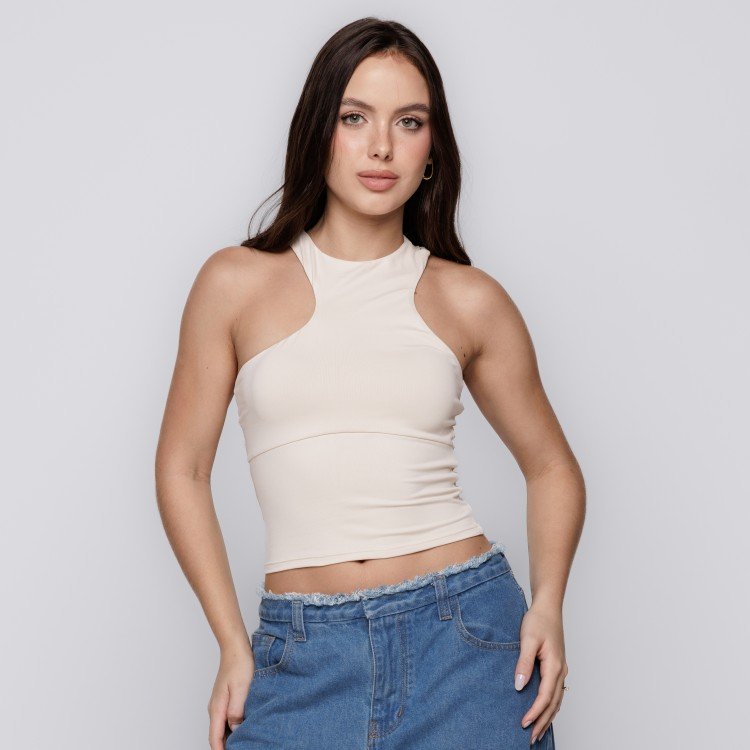 Blusa Decote Assimétrico Off White