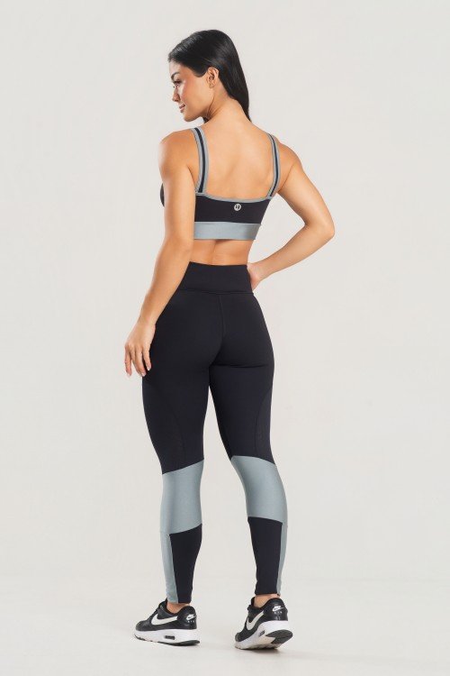 Top Fitness Preto com Cinza