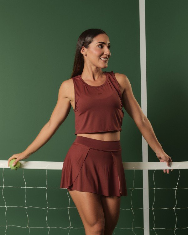 SHORT SAIA TRANSPASSADA MARROM