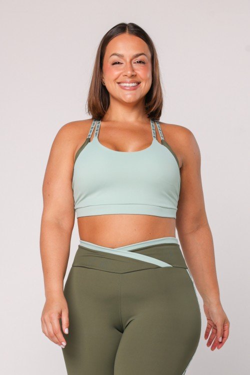 TOP FITNESS BICOLOR ALÇA DUPLA VD.CLARO