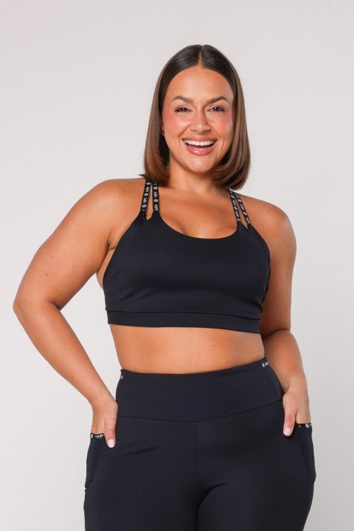 TOP FITNESS ALÇA DUPLA PRETO