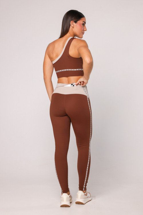 Legging Bicolor com Elástico Personalizado Marrom