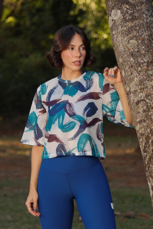 Blusa Cropped Tela Estampada