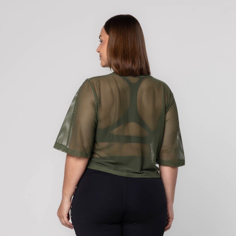 Blusa Cropped Tela Verde Escuro