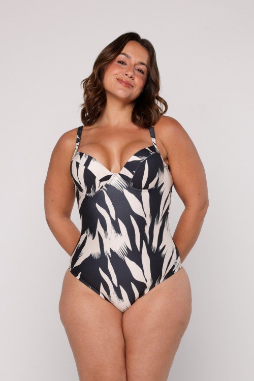 Body Maiô Meia Taça com Bojo Estampado