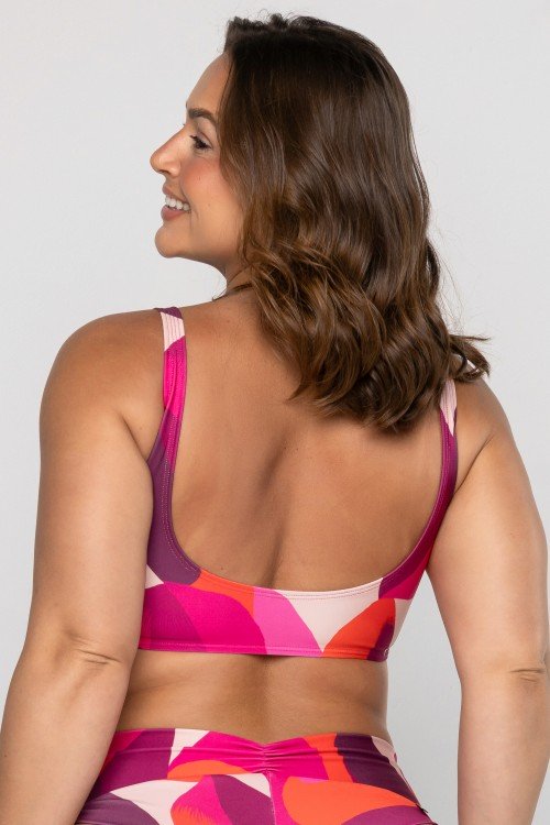 Top Biquini Decote com Franzido Estampado