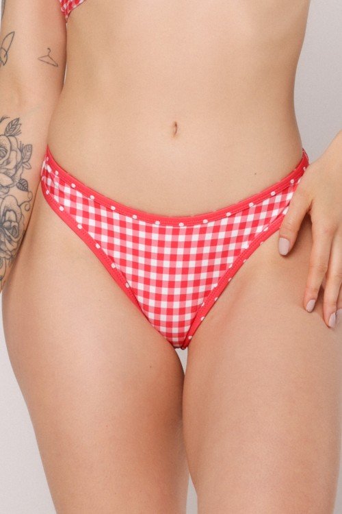 CALCINHA BÁSICA BUMBUM DUPLO XADREZ VERMELHO