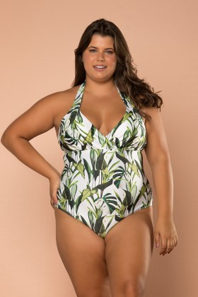 Body Feminino Maio Folhas Verde e Preto o melhor da moda praia, e