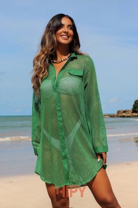 Saída de praia Chemise Em tela Verde