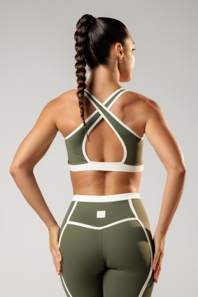 Top Fitness Bicolor Recortes Verde Escuro