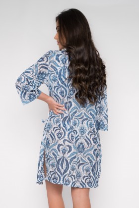 Kimono Com Estampa Em Tons De Azul E197